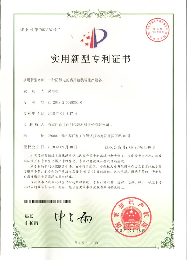 一種防靜電的藥用包裝袋生產(chǎn)設(shè)備